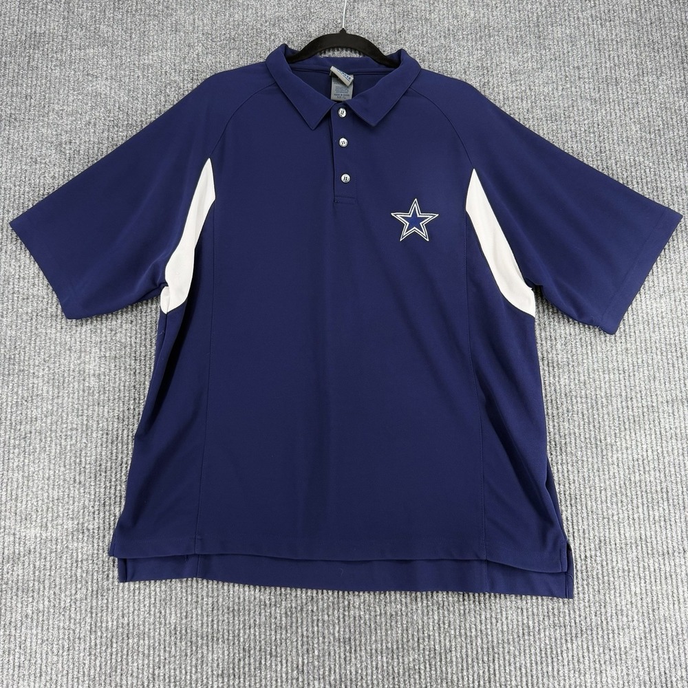 Dallas Cowboys Polo Shirt Men XL Blue NFL Sideline Athletic Y2K